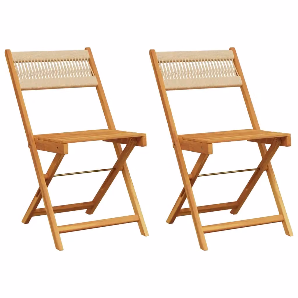 Berkfield Home Bistro Chairs Set of 2 in Beige Acacia Wood and Rope – 2