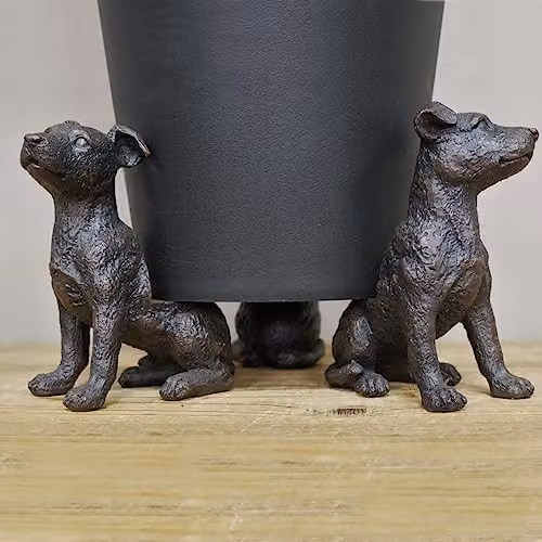 Gifts Direct 2 U Set of 3 Brown Resin Dog Plant Pot Feet for Indoor and Ornamental Garden Planters – 3