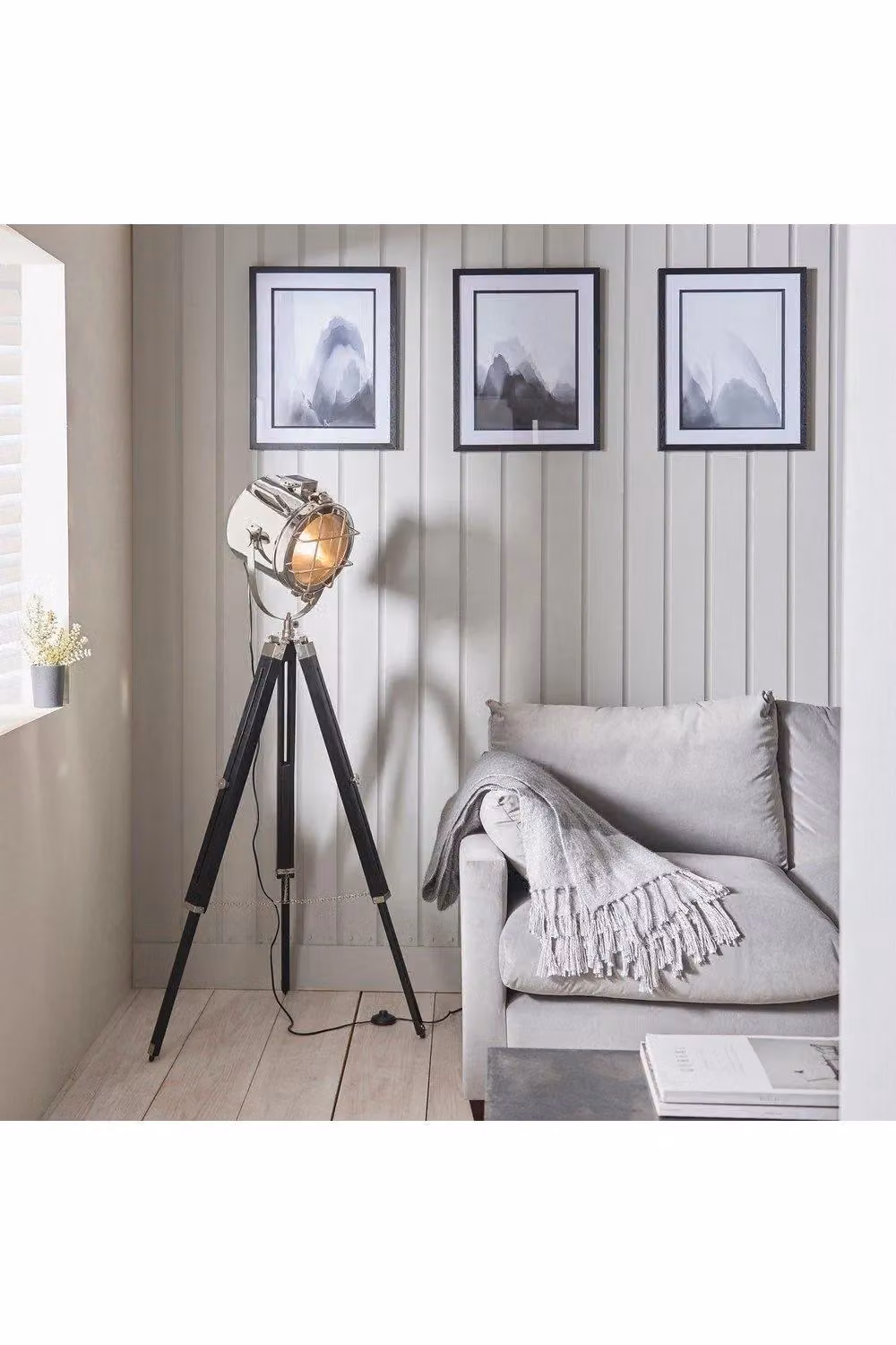 Netlighting Nautical Tripod Floor Lamp in Matt Black and Polished Nickel with E27 Socket – 2