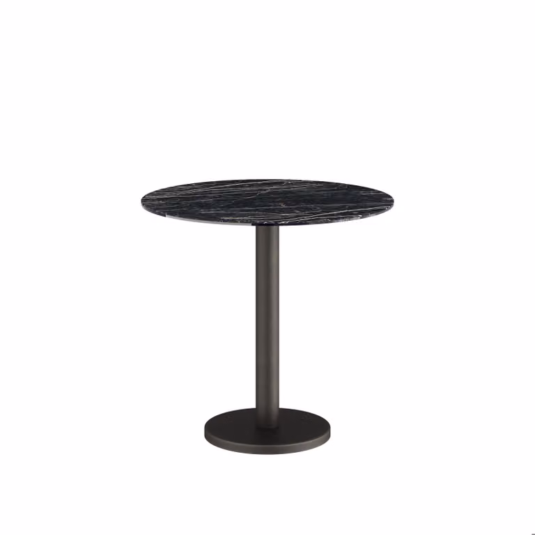 Dome Deco BARI ROUND Modern Round Bistro Table with Black Marble Top