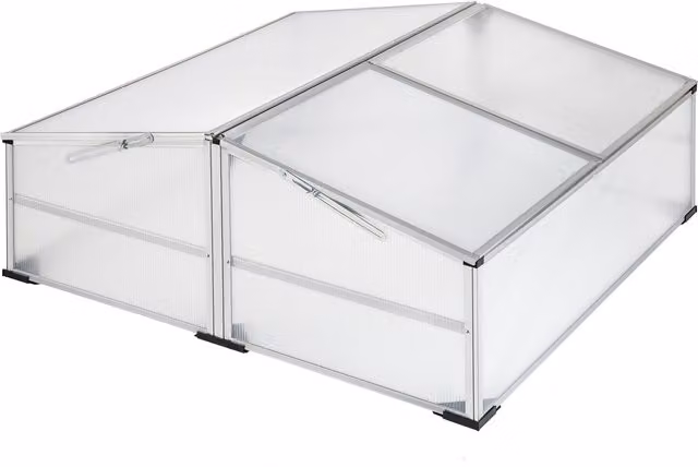 tectake Aluminium Garden Cold Frame with Lockable Polycarbonate Roof in White and Transparent
