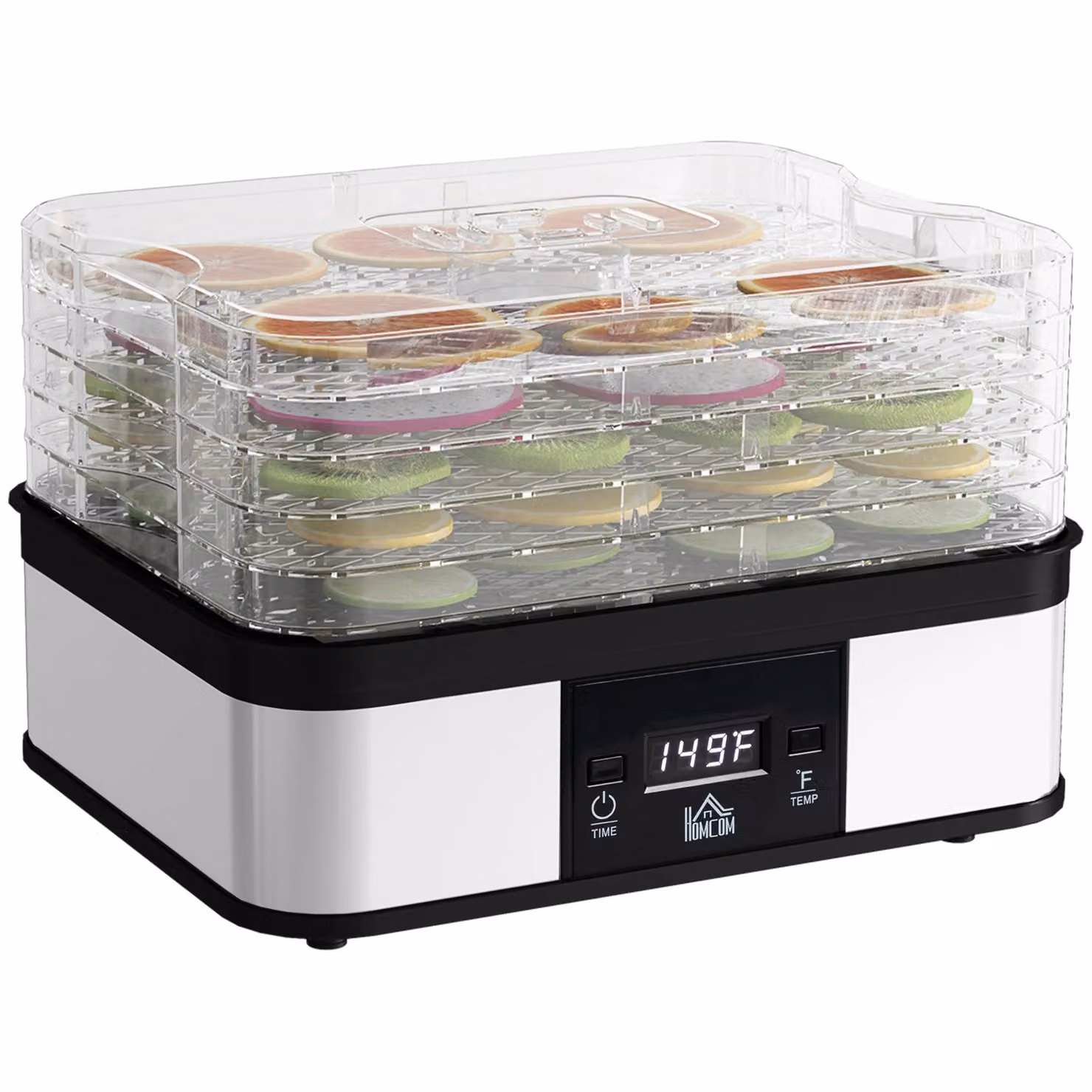 HOMCOM 5 Tier Food Dehydrator with Adjustable Temperature and Digital Display, Silver – 2