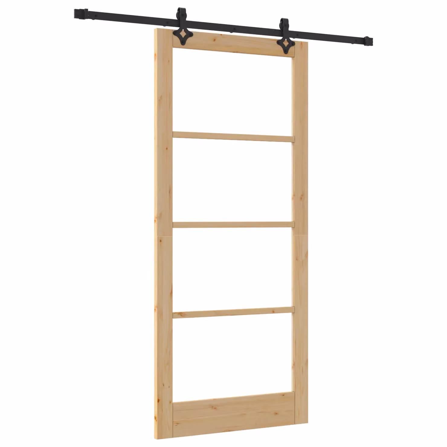 Berkfield Home Orkdal Modern Sliding Door with Hardware Set in Beige, Solid Wood and Glass – 2