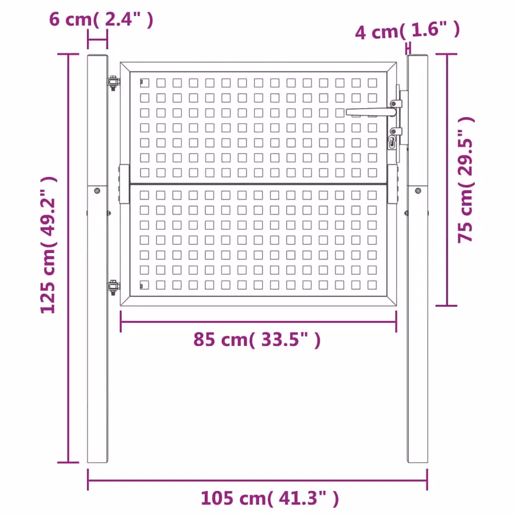 Berkfield Home Steel Wire Mesh Garden Gate in Anthracite, W: 105 cm, H: 125 cm – 5