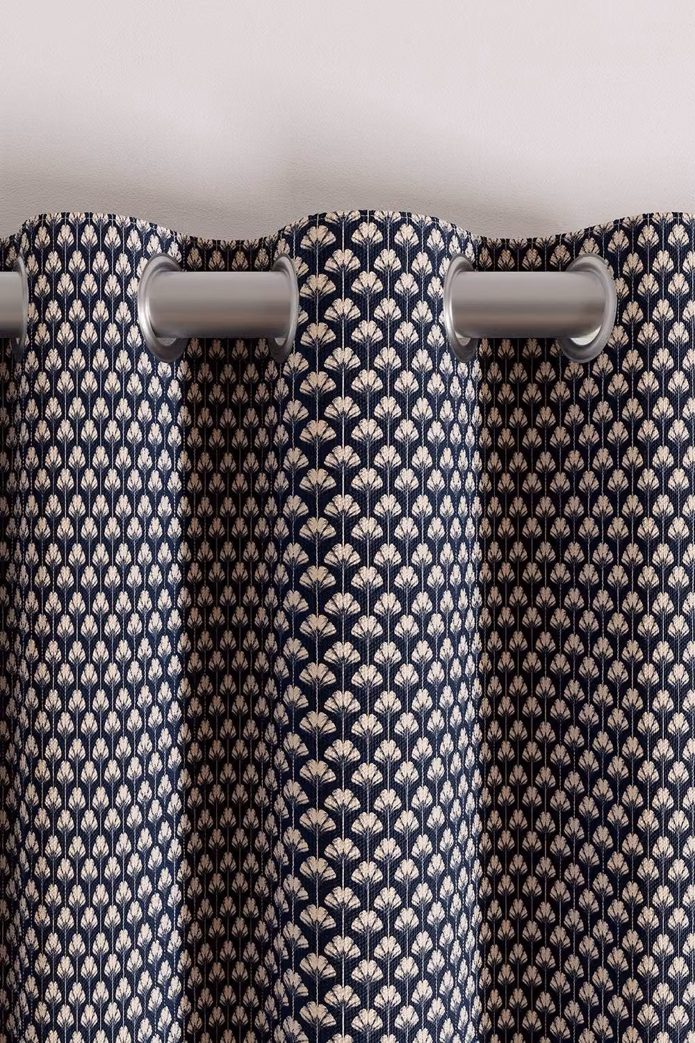 Ted Baker Palm Geo Cotton Lined Eyelet Curtains in Blue and Silver, Width: 167.64 cm, Drop: 228.6 cm – 4