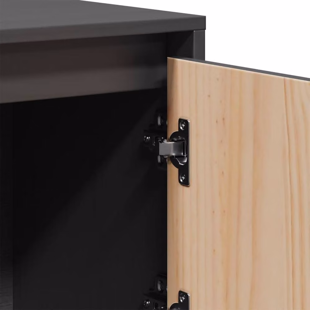 Berkfield Home Grey Solid Wood Pine Highboard with Hinged Doors, W/D/H: 110.5 x 35 x 117 cm – 5