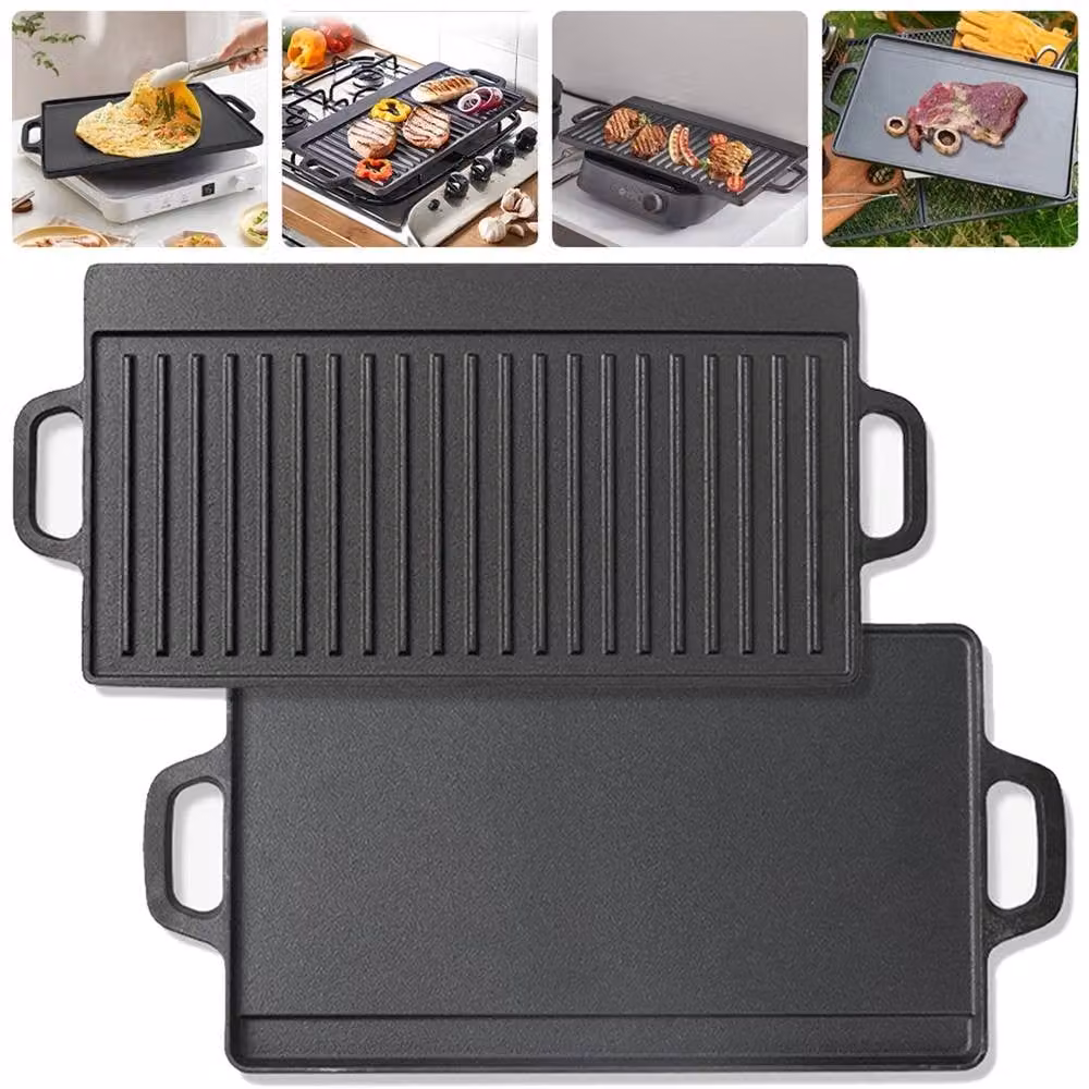 Nordara Non Stick Cast Iron Griddle Pan Skillet in Black, W: 40 cm, D: 50 cm – 5