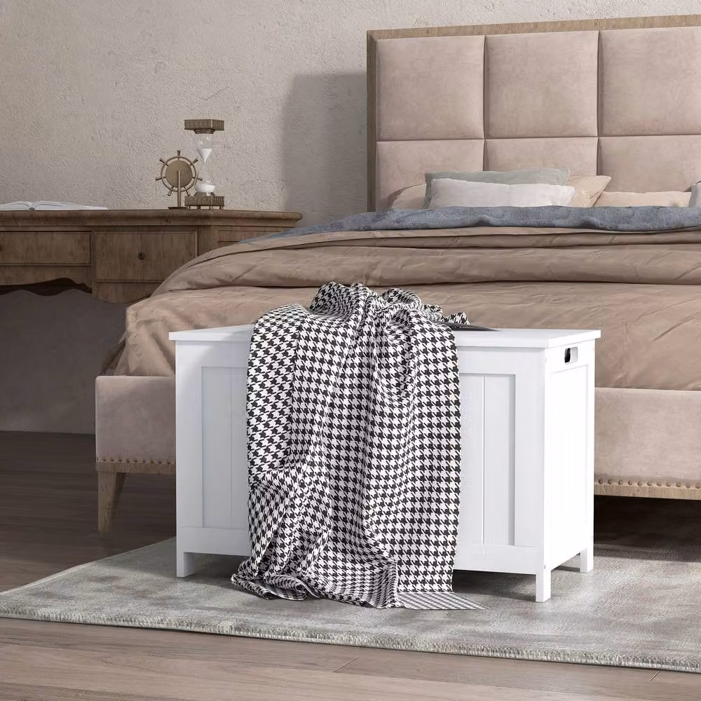 ERGOVEXA White MDF Storage Chest with 2 Safety Hinges, W/D/H: 48 x 40 x 40 cm – 4