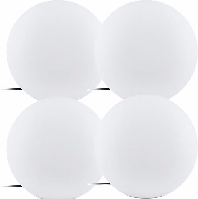 Loops 4 Pack IP65 White Plastic Outdoor Garden Ball Lights, Diameter: 39 cm, E27 Socket