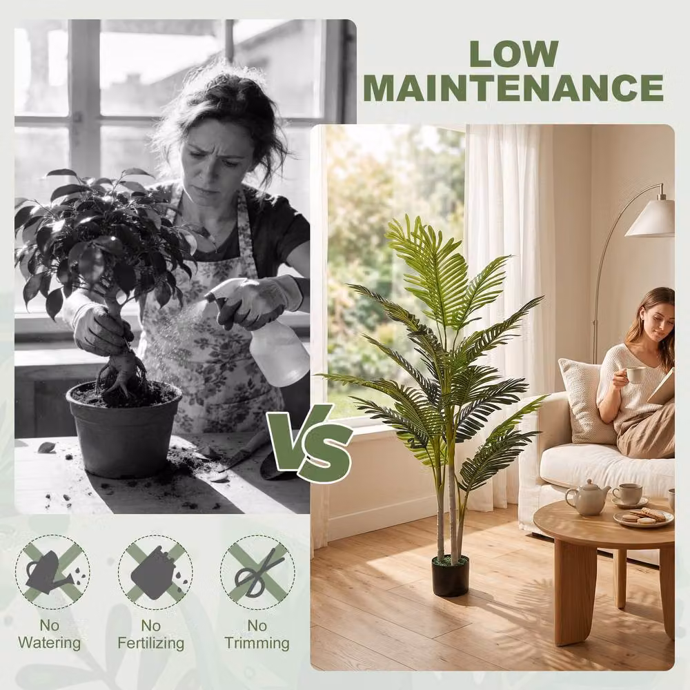 STILVORA Artificial Green Tree in Black Pot, Height: 150 cm – 4
