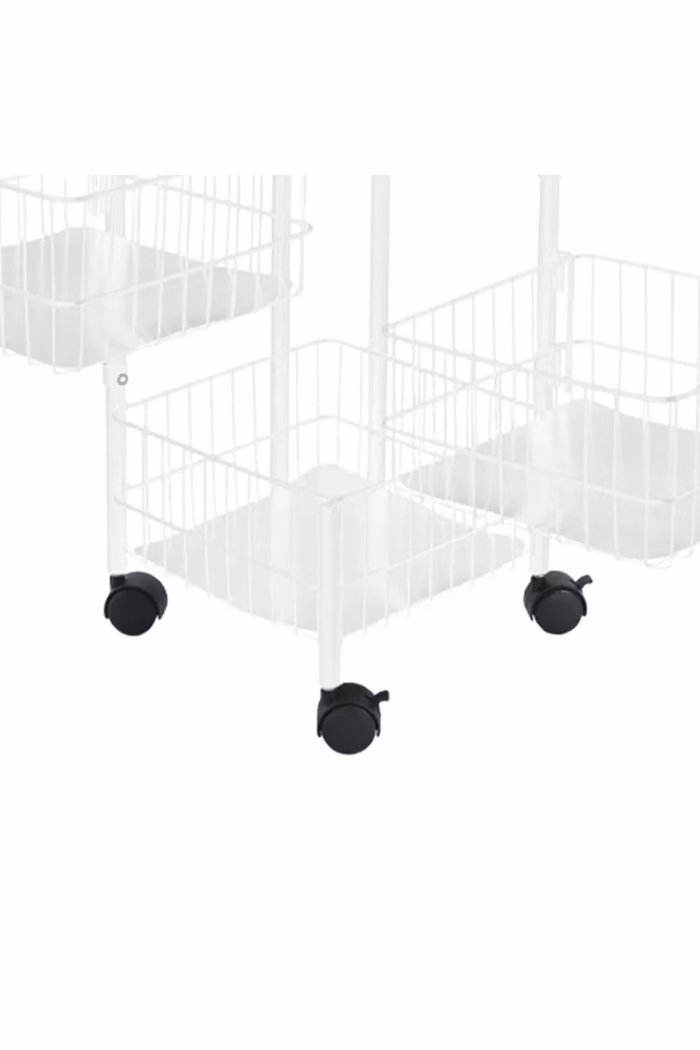 Livingandhome 4-Layer Rotating Iron Wire Trolley Cart in White, Small Scalable Kitchen Storage Organizer – 3