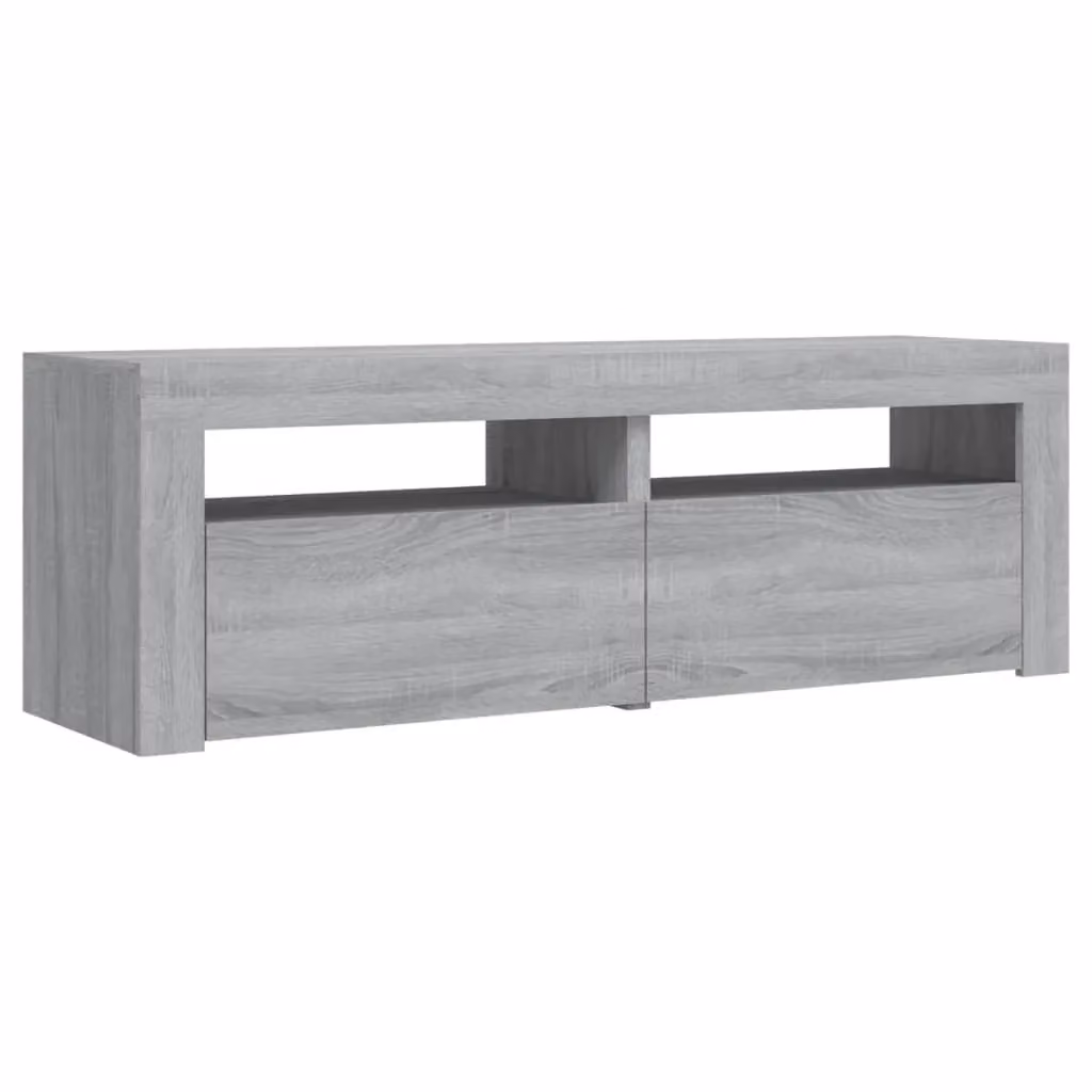 Berkfield Home Modern TV Cabinet with LED Lights in Grey Sonoma, W/D/H: 120 x 35 x 40 cm