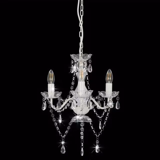 Berkfield Home Elegant Round Chandelier with White Beads and Transparent Accents, 3 x E14 – 1