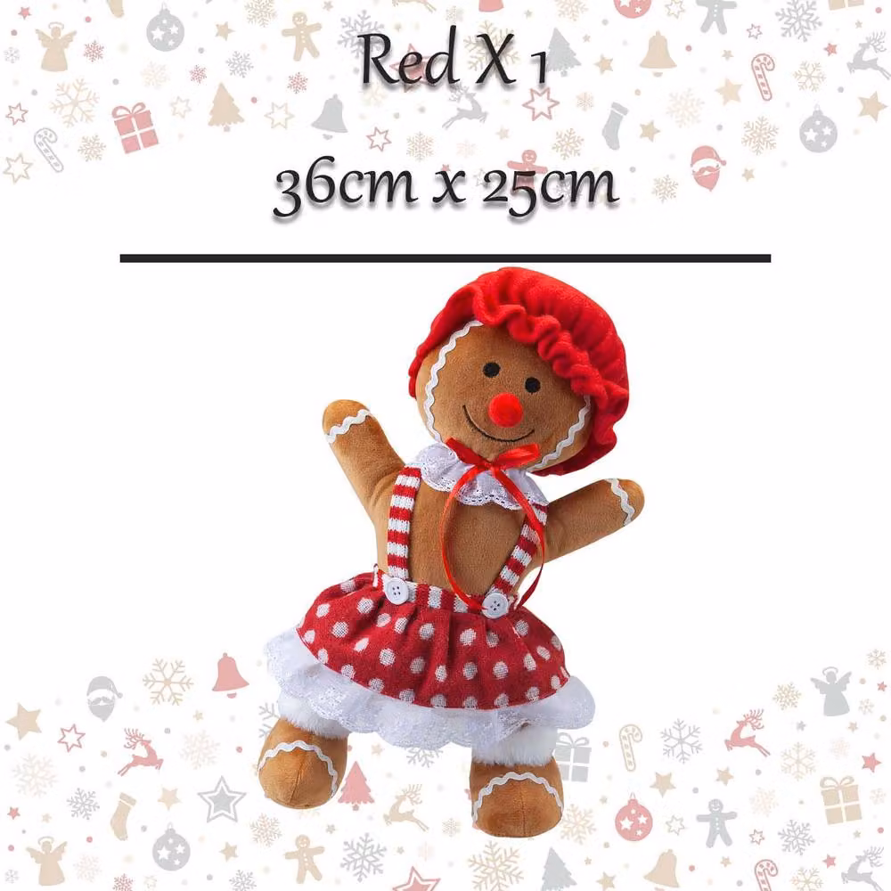 VFM e-Store Christmas Gingerbread Woman Decoration, Red, White and Multicolour, H 36 cm x W 25 cm – 2