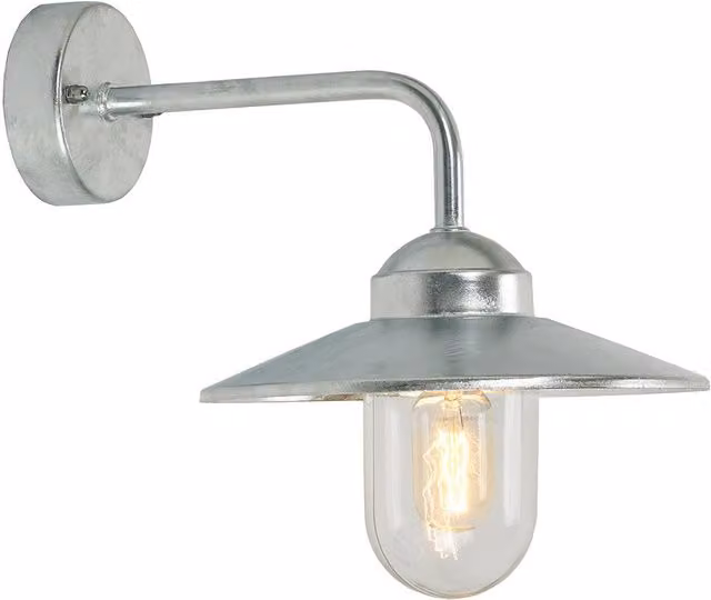 Netlighting Vansbro Outdoor Dome Wall Lantern in Grey Galvanised Steel, IP55, E27