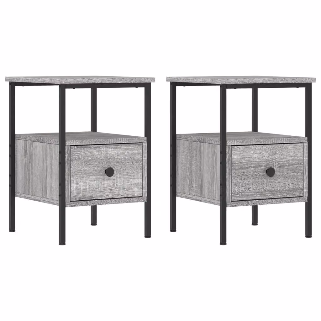 Berkfield Home Set of 2 Grey Sonoma Bedside Cabinets, W/D/H: 34 x 36 x 50 cm – 2