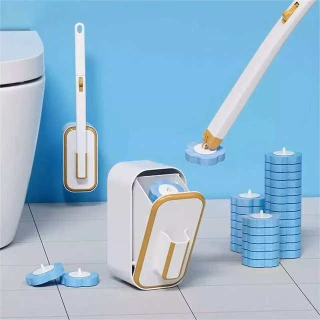 Havendro Disposable Toilet Brush Set with Covered Freestanding Holder, White