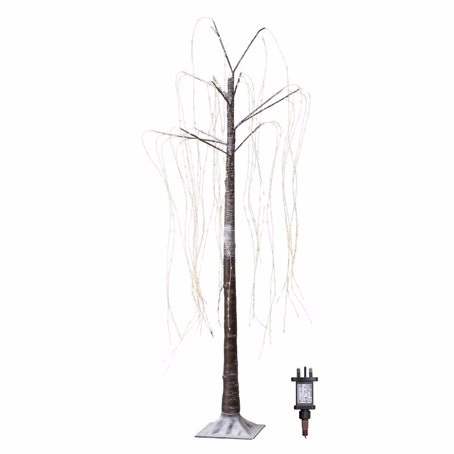 Samuel Alexander 1.8m Brown Flocked Willow Christmas Tree with 600 Warm White LEDs in Beige – 3