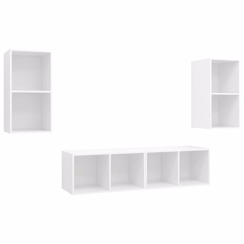 Berkfield Home Set of 4 Wall-mounted TV Cabinets in White Engineered Wood – 3