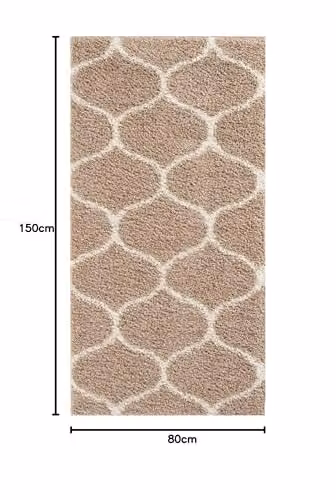 THE RUGS Moroccan Shaggy Area Rug in Beige, W: 80 cm, D: 150 cm, H: 3 cm – 2