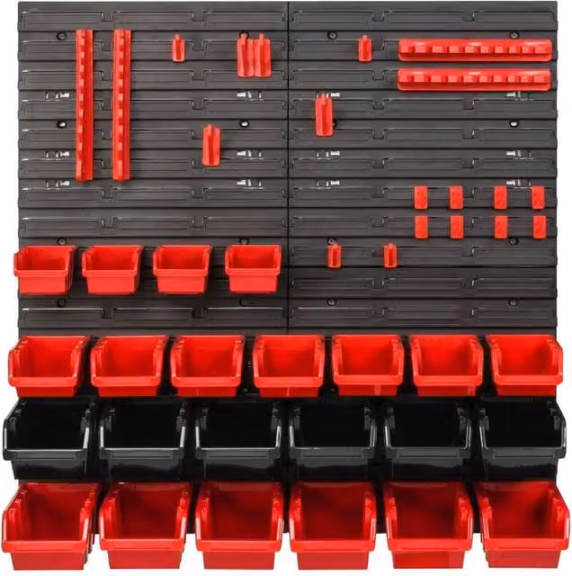 VOGREX Wall Mounted Red Plastic Pegboard Garage Storage Kit W: 77.2 cm, H: 78 cm