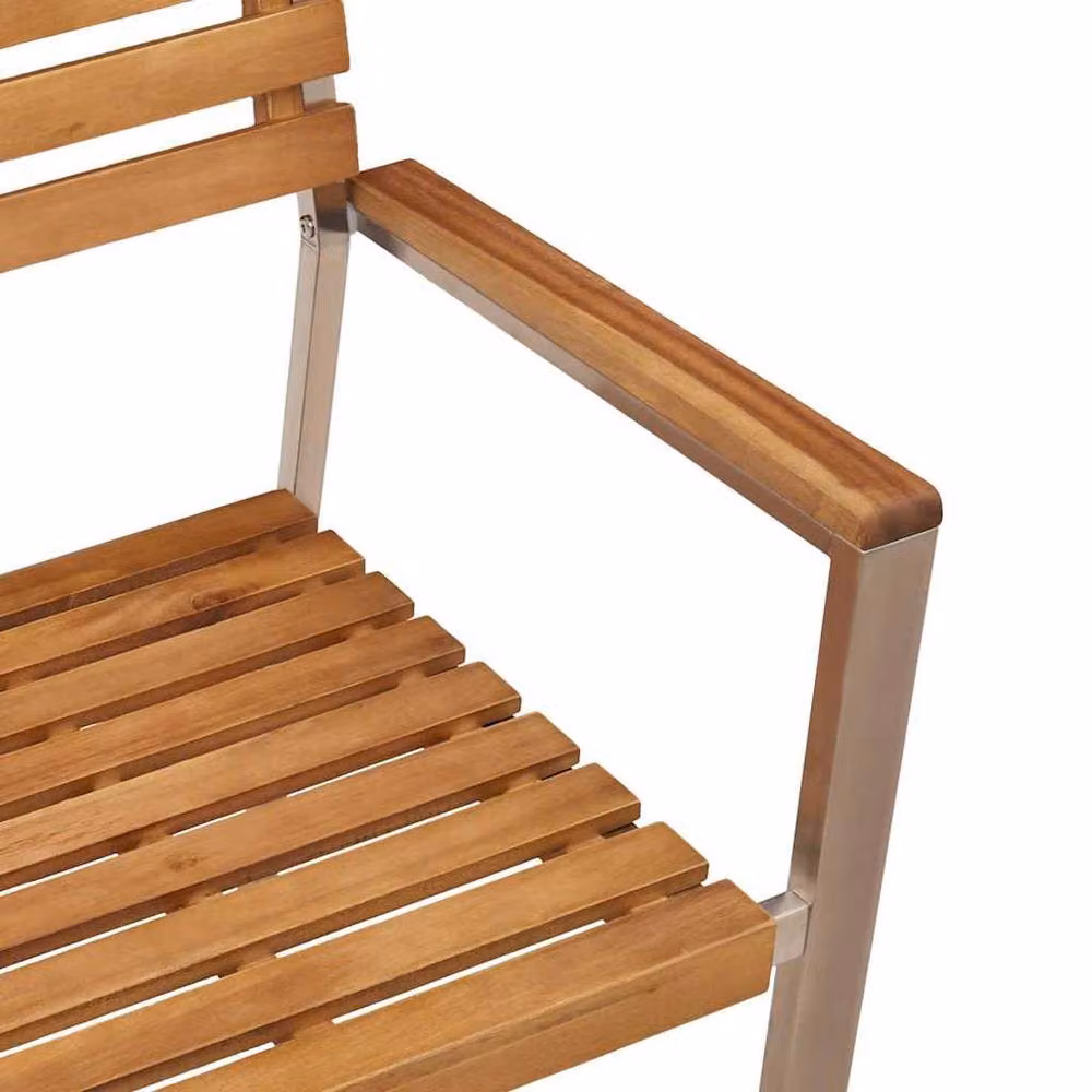Berkfield Home Set of 8 Stacking Garden Chairs in Brown Solid Acacia Wood, W/D/H: 54.5 x 56 x 89 cm – 4