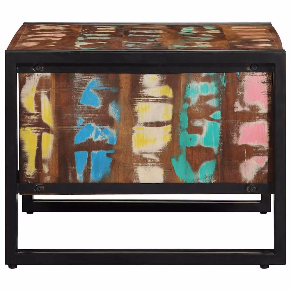 Berkfield Home Multicolour Reclaimed Solid Wood Coffee Table W/D/H: 70 x 50 x 38 cm – 3