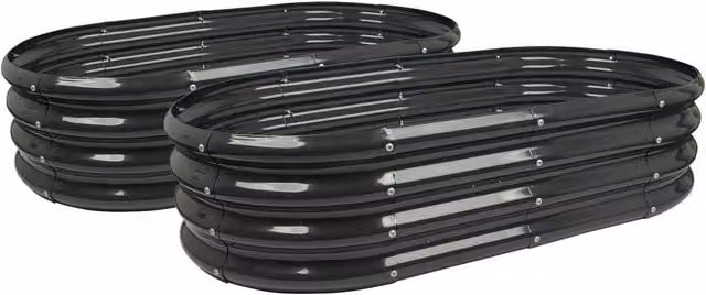 Harbour Housewares Black Galvanised Steel Raised Garden Bed, W: 120 cm, D: 60 cm, H: 60 cm