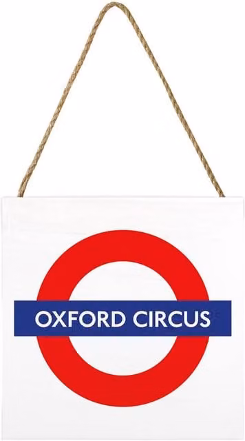 Transport for London Oxford Circus White Wooden Hanging Wall Plaque