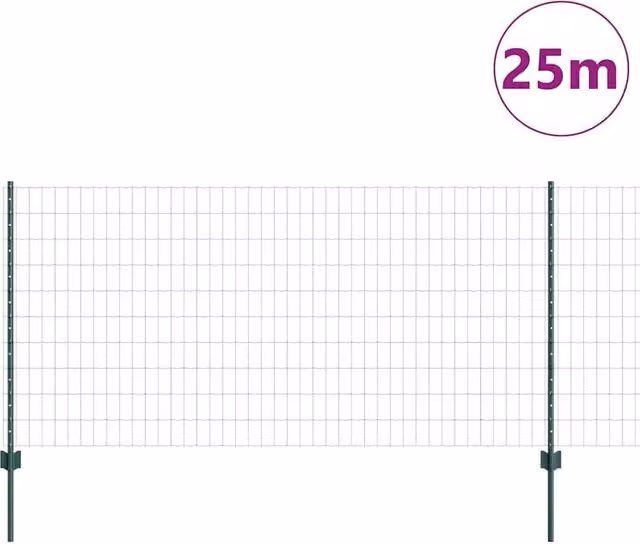 Berkfield Home Green Euro Fence with 11 U-Posts, Steel, 1 x 25 m – 1