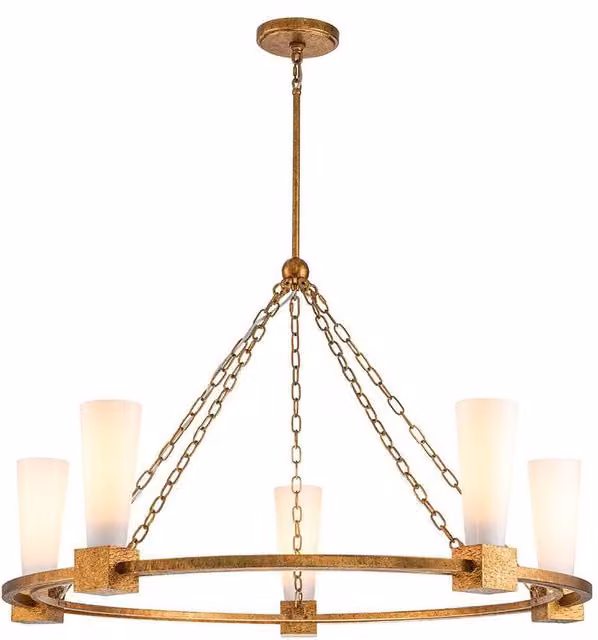 Netlighting Kristy Cylindrical Pendant Light in Distressed Gold with 5x E27 Sockets – 1