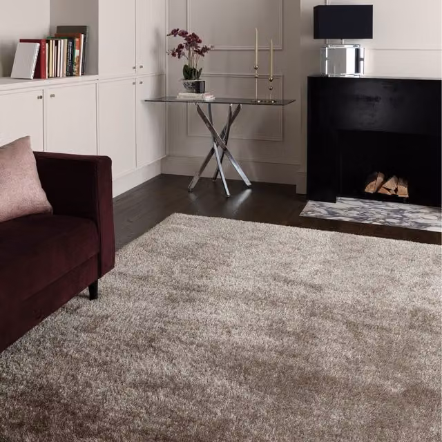 FurnitureboxUK Selby Shaggy Rug in Taupe, W: 230 cm, D: 160 cm