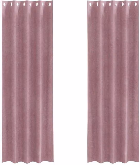 Berkfield Home Pink Velvet Blackout Eyelet Curtains, 2 Pack, W: 140 cm x H: 225 cm