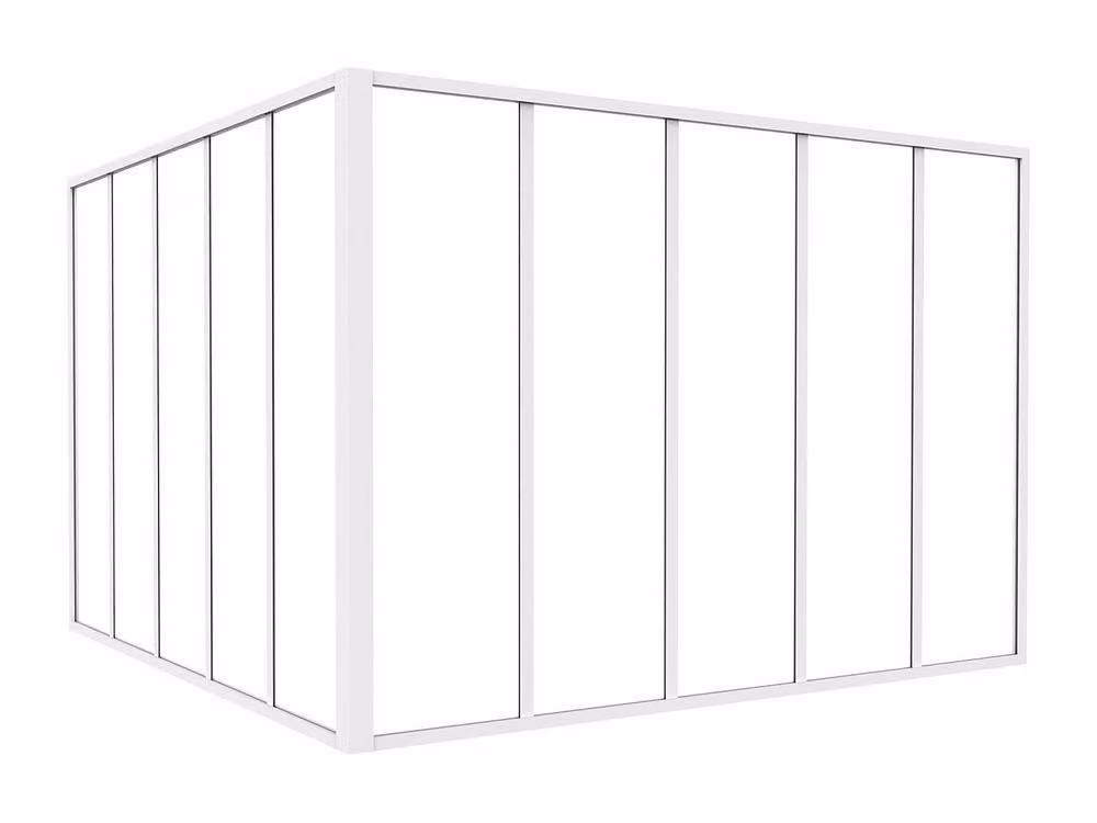 Vente-unique Corner Studio Glass Panelling in Powder-Coated Aluminium, White, W: 150 cm, L: 150 cm – 2