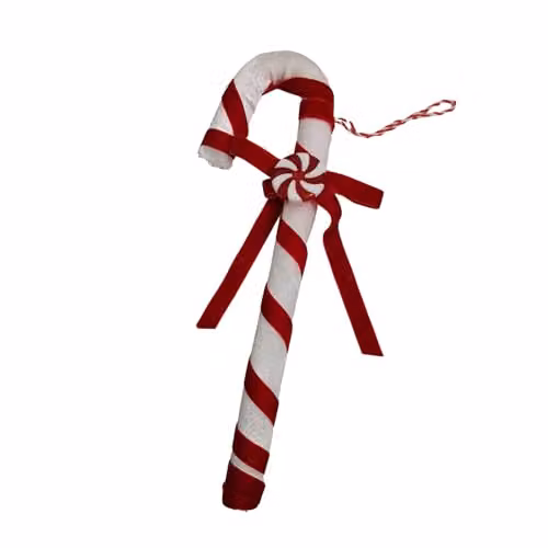 Samuel Alexander Red and White Striped Hanging Christmas Candy Cane Textile Pendant Decoration, 29 cm – 5