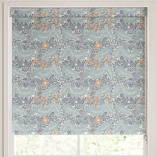 William Morris At Home Larkspur Translucent Made to Measure Roller Blind, Blue Floral Pattern