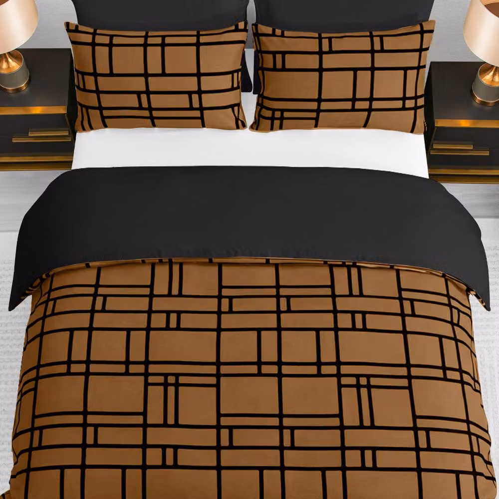 Grace Premium Microfibre Duvet Cover Set in Brown, Double, 140 x 200 cm – 3