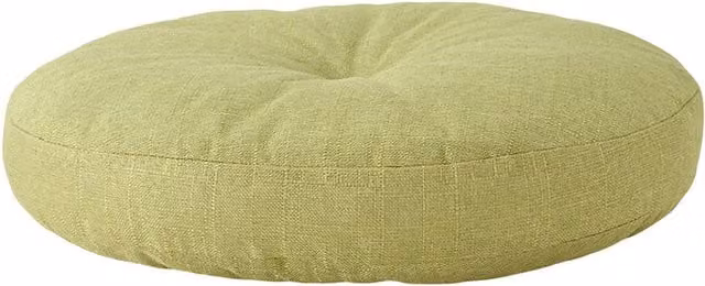 Livingandhome Round Linen Floor Cushion with Removable Green Foam Cover