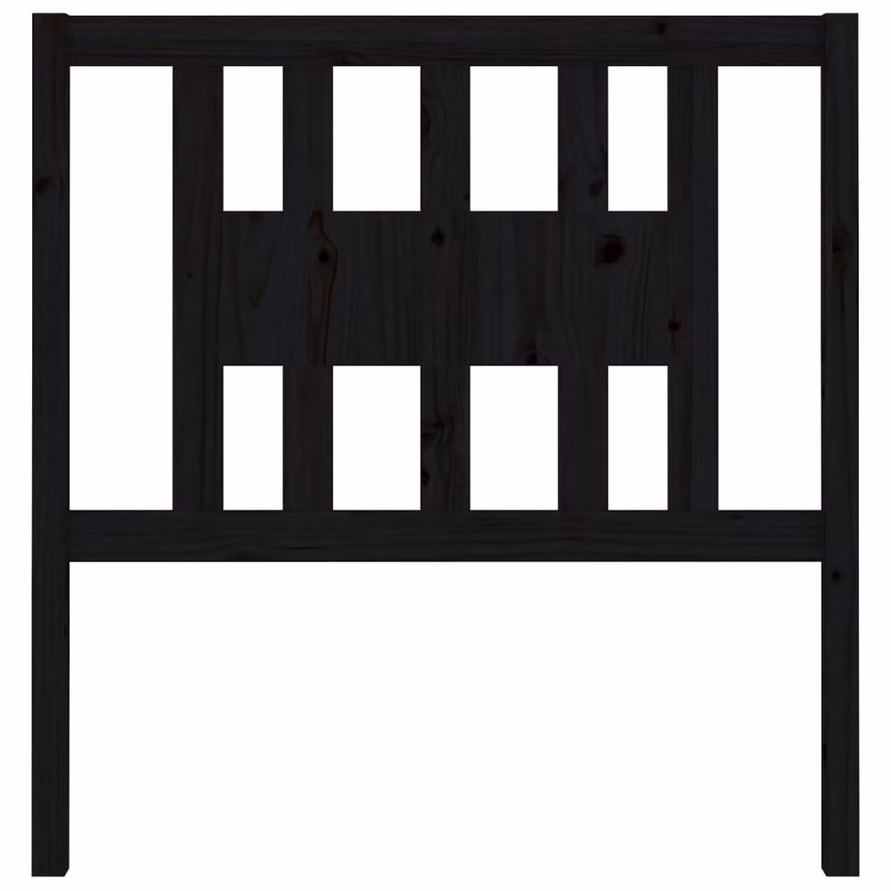 Berkfield Home Black Rustic Solid Pine Wood Headboard W/D/H: 96 x 4 x 100 cm – 3