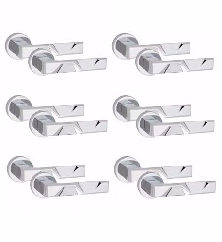 Golden Grace Nova Door Handles on Round Rose in Polished Chrome, 6 Pairs