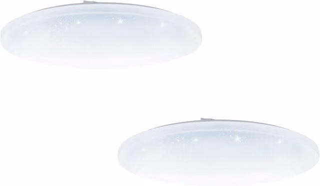 Loops 2 Pack White LED Flush Ceiling Light with Crystal Effect Plastic and Metal Shade, 36W