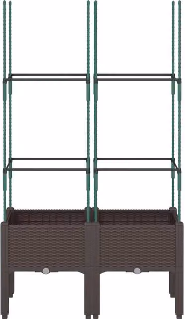 Berkfield Home Garden Planter with Trellis in Brown, W: 80 cm, D: 40 cm, H: 142.5 cm