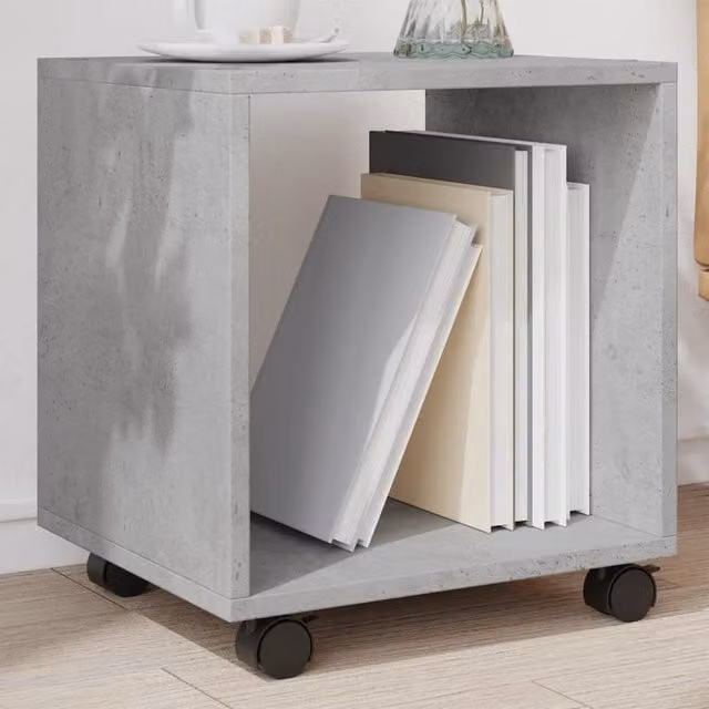 Berkfield Home vidaXL Rolling Cabinet in Concrete Grey, W/D/H: 37 x 33 x 42.5 cm