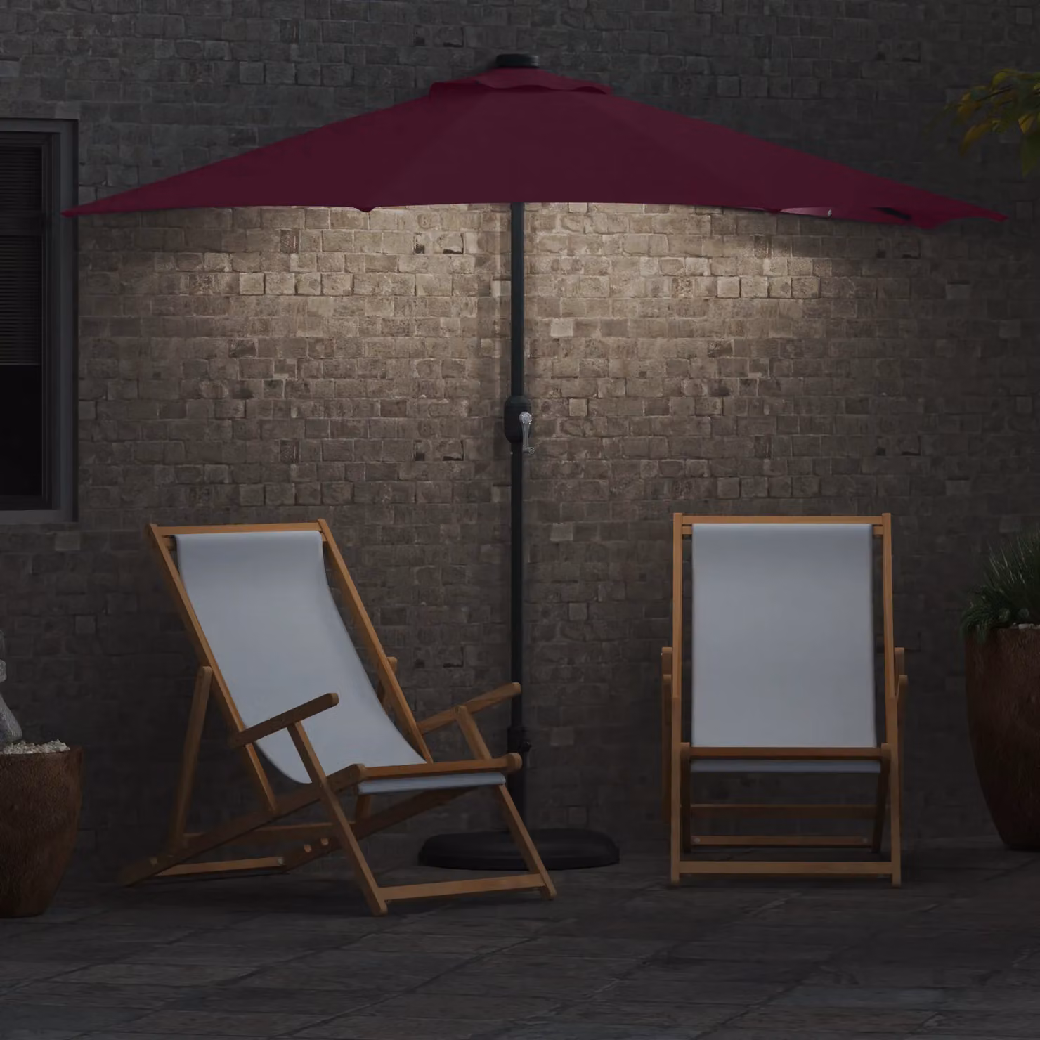 Berkfield Home Garden Parasol in Bordeaux Red with Aluminium Frame and Polyester Fabric – 3