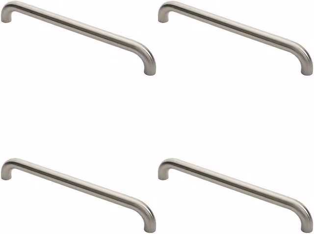 Loops 4-Pack Round D Bar Pull Handles in Brushed Satin Stainless Steel, Silver, Fixing Centres: 450 mm, W/D/H: 480 x 30 x 48 mm