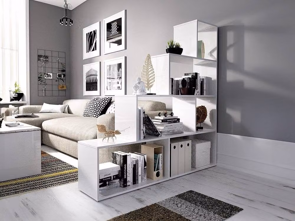 Vente-unique 6-Compartment Freestanding Cube Shelving Unit in White Glossy MDF – 2