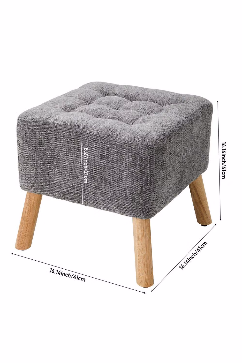 Living and Home Grey Chenille Upholstered Cube Footstool – 5