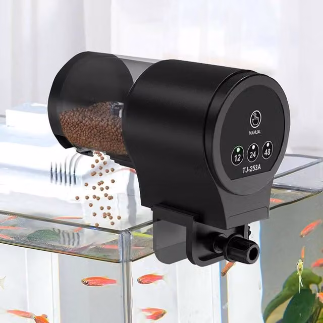 FLAVORA Smart Auto Food Dispenser with Feeding Timer for Aquarium Tanks, Black – 1