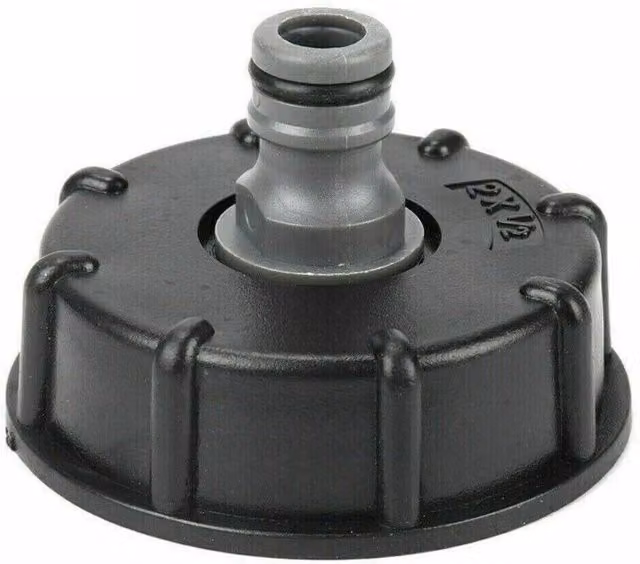 VOGREX Black Plastic 2 inch IBC Tank Adapter Hose Lock Tap Connector with Flow Control