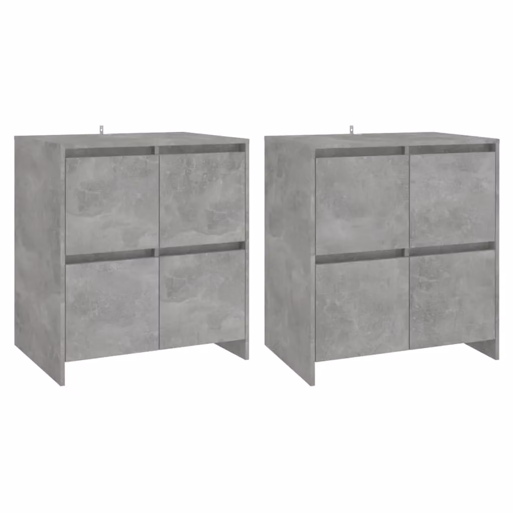Berkfield Home Set of 2 Concrete Grey Sideboards in Engineered Wood, W/D/H: 70 x 41 x 75 cm – 2
